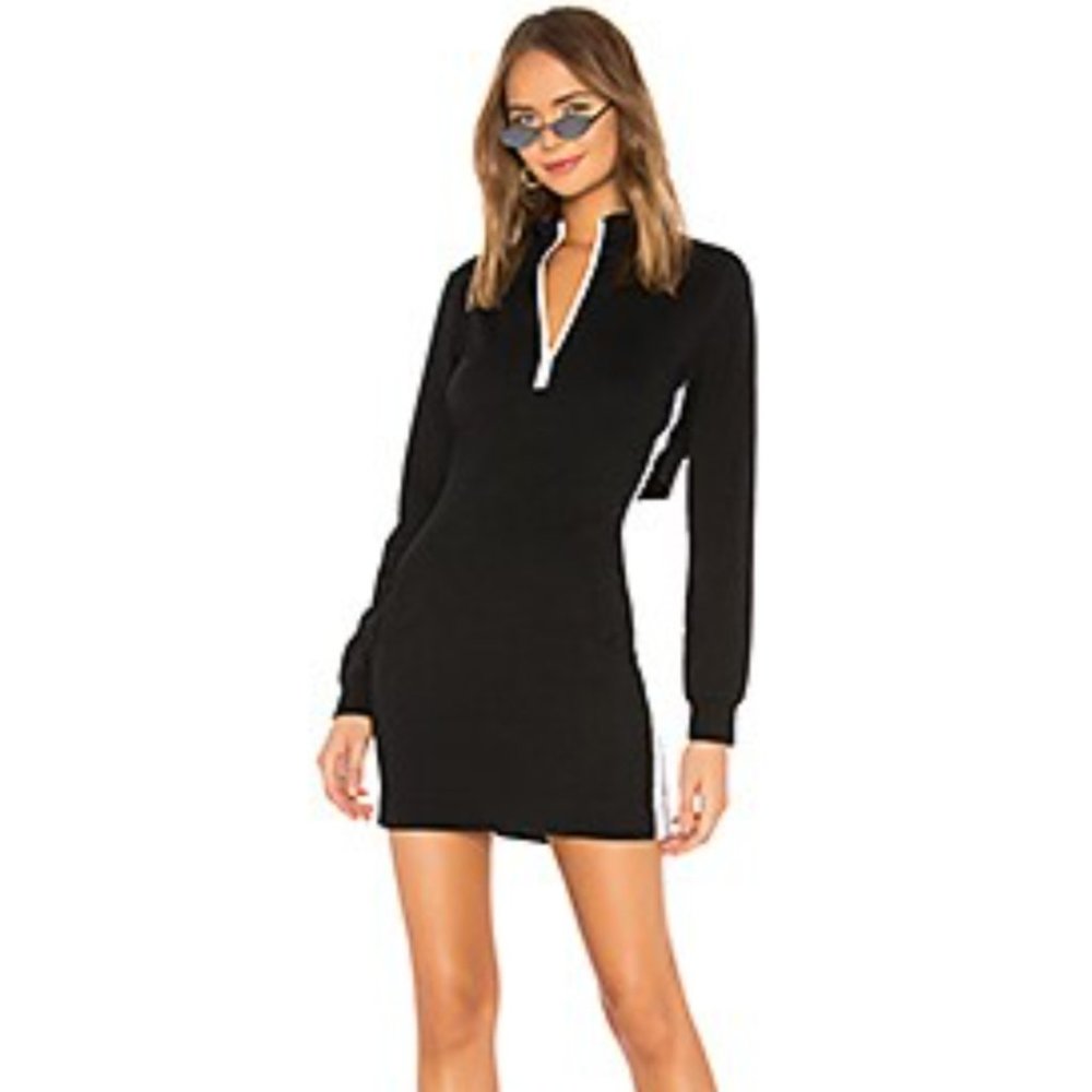 Bobi Athleisure Jersey Zip Dress in Black and White - NWOT Medium